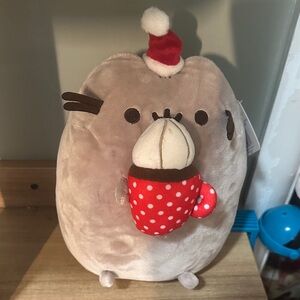 Pusheen Christmas Holiday Stuffed Animal with Red and Gray Accents